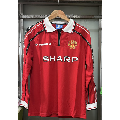 1998 Manchester United Beckham Home Shirt. manga larga – Long Sleeve